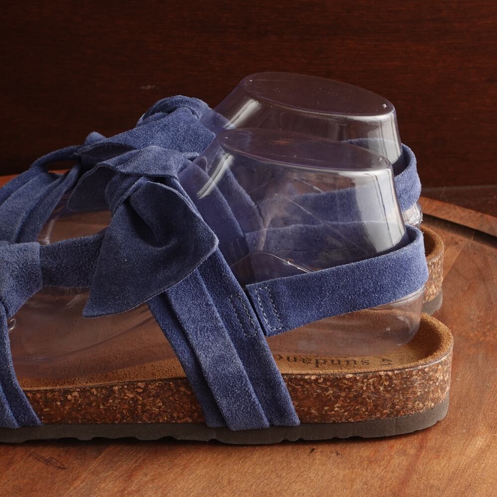 Sundance Sandals Womens SZ EU 41 US 10-10.5 Blue Tigerlily Suede Bow Boho Shoes - Picture 8 of 13